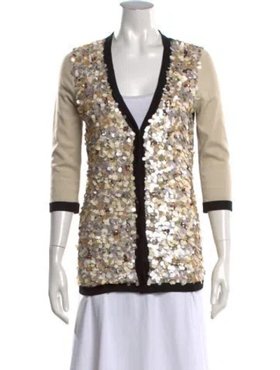 Pre-owned Twinset Patterned V-neck Sweater In Neutrals