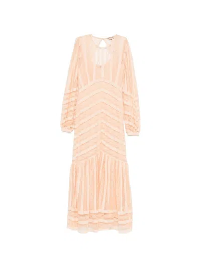 Twinset Twin-set Peach Polyamide Cotton Polyester Dress In Pink