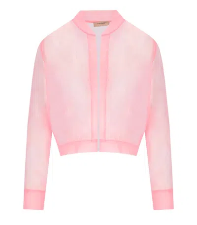 TWINSET PEACH TULLE BOMBER
