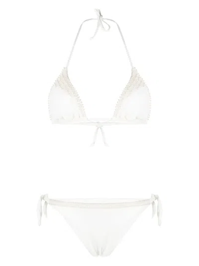Twinset Pearl-detail Bikini Two-piece Set In White