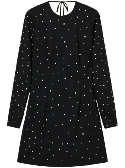 Twinset Pearl-detailing Mini Dress In Black