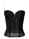 Twinset Pearl-embellished Tulle Corset In Black