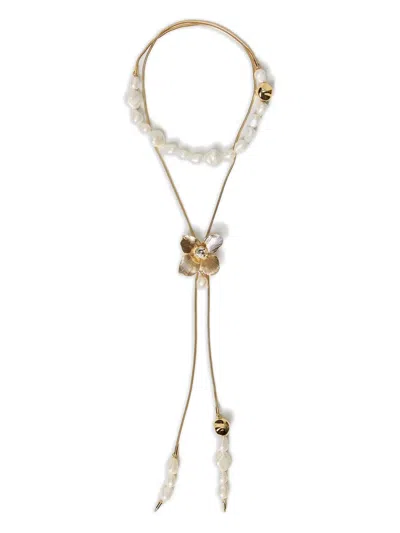 Twinset Pearl-flower Necklace In Gold