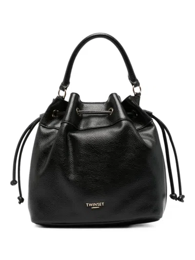 Twinset Pebbled Drawstring Tote Bag In Neutral