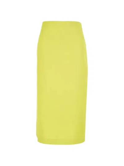 Twinset Yellow Skirt With Rear Concealed Zip Closure And Logo Plaque On The Rear In Fabric Woman