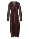 Shop Twinset Perforated-knit Dress In Brown