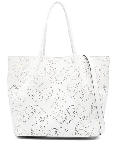 Twinset Perforated Shoulder Bag In White
