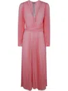 Twinset Twin-set Wrap Midi Dress With Deep V-neckline In Pink