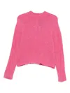 Twinset Pink Ribbed Knit Sweater With Cropped Hem In Pink