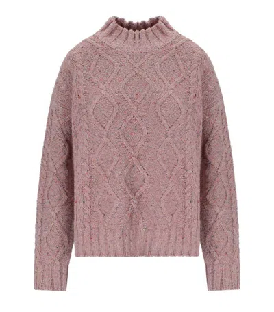 Twinset Pink Turtleneck Sweater In Multi