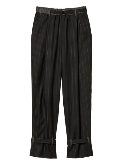 Twinset Pinstripe Cuff-strap Trousers In Black