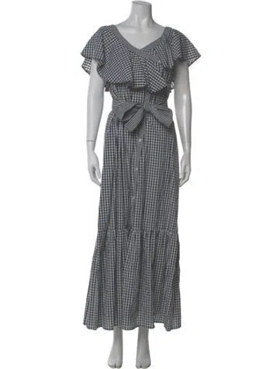 Pre-owned Twinset Plaid Print Long Dress In Multi