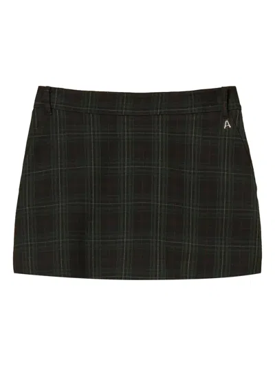 Twinset Plaid-print Panelled Skirt In Black