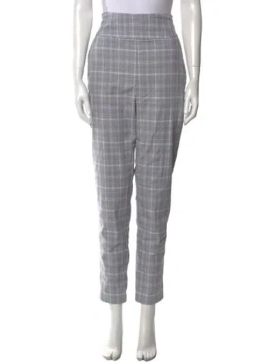 Pre-owned Twinset Plaid Print Skinny Leg Pants In Gray