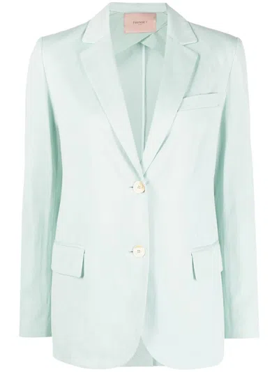 Twinset Plain Single-breasted Blazer In Green