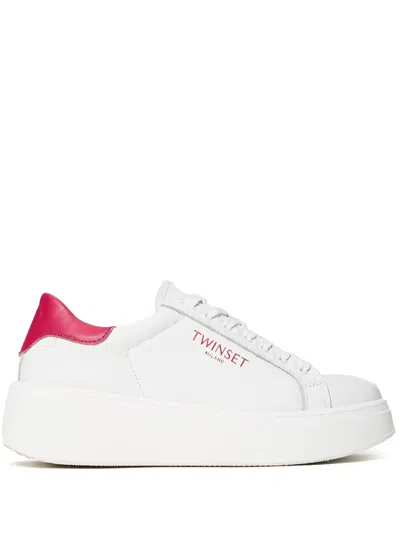 Twinset Platform Leather Trainers In Multi