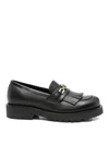 Twinset Twin-set Tassel Loafers With Logo Chain In Black