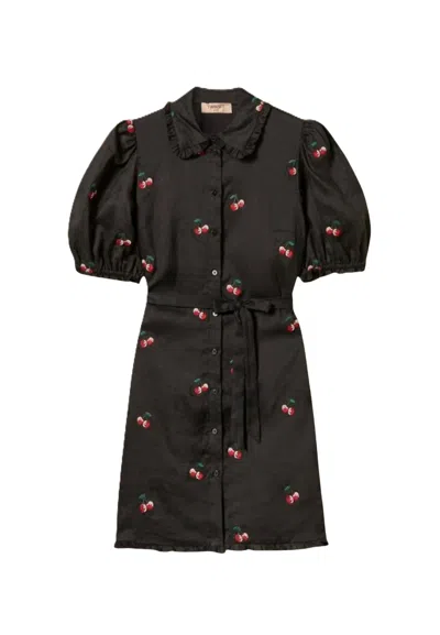 Twinset Playful Black Mini Dress With Ruffled Collar