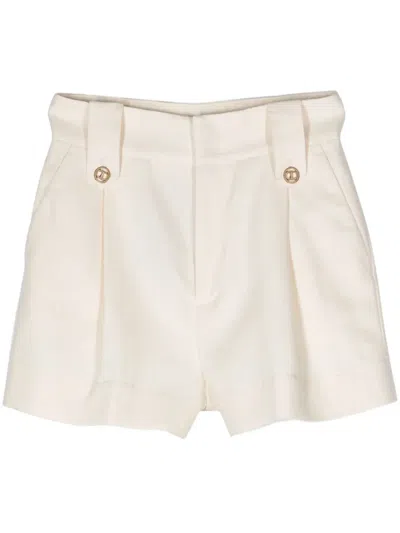 Twinset Pleat-detail Twill Shorts In 中性色