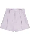 Twinset Logo-plaque Pleat Shorts In Purple