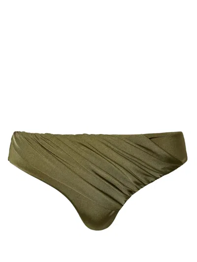 Twinset Pleated Bikini Bottom In Grün