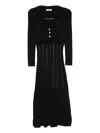 Twinset Pleated Button-embellished Midi Dress In Black