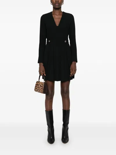 Twinset Pleated Crepe Mini Dress In Schwarz