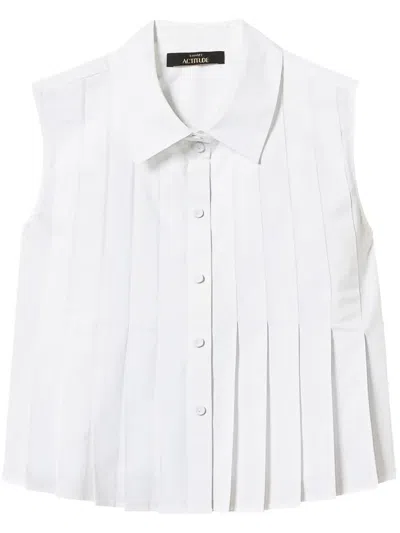 Twinset Pleated Cropped Shirt In White