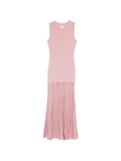 Twinset Pleated Cut-out Maxi Dress In Pink