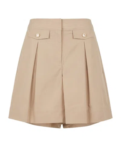 Twinset Pleated Detail Shorts In Neutral