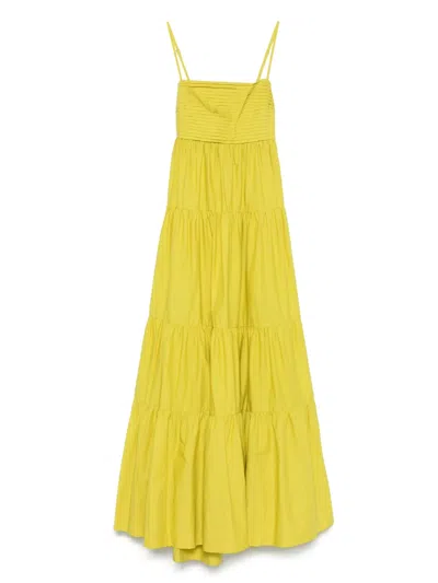 Twinset Pleated Dress In Yellow