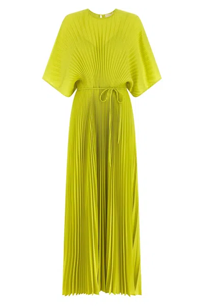 Twinset Short Pleated Maxi Dress In Green