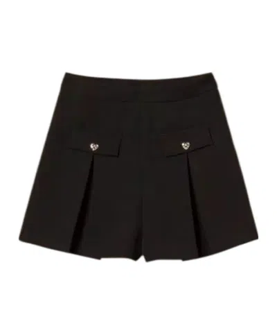 Twinset Pleated Flared Shorts In Black