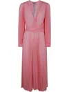 Twinset Twin-set Wrap Midi Dress With Deep V-neckline In Pink