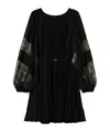 Twinset Pleated Georgette Mini Dress In Black