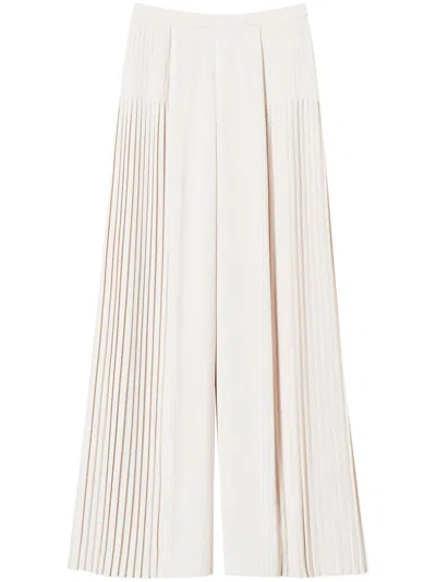 Twinset Pleated Georgette Palazzo Pants In Nude
