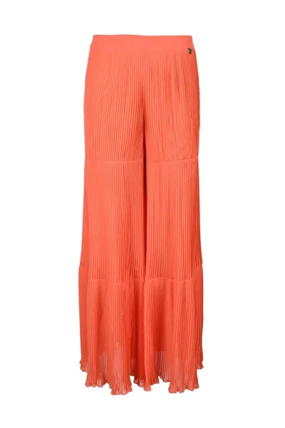 Twinset Pleated High Waist Trousers With Wide Leg Design In Orange