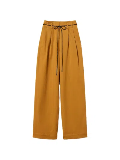 Twinset Pleated High-waisted Trousers In Brown