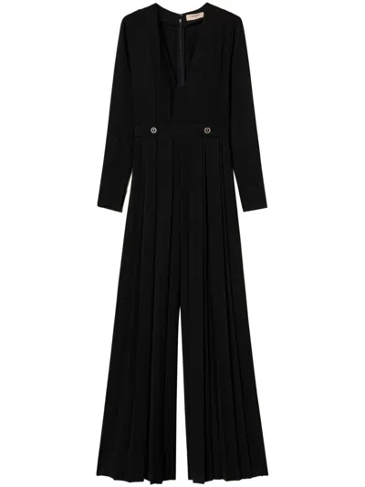 Twinset Crepe-de-chine Jumpsuit In Black