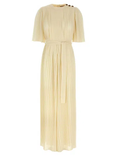 Twinset Pleated Jumpsuit Jewelry White In Beige