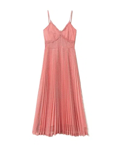 Twinset Pleated Lace Dress In Rosa