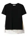 Twinset Pleated Lace T-shirt In Black