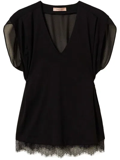 TWINSET PLEATED LACE TOP