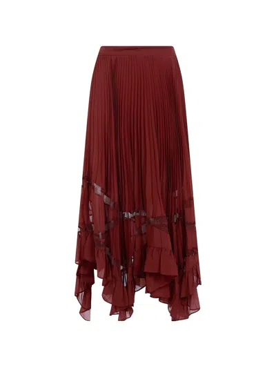 Twinset Pleated Lace-trim Midi Skirt In Multi