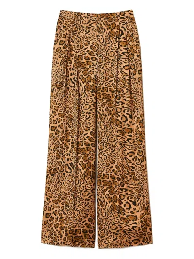 Twinset Pleated Leopard-print Trousers In Animal Print