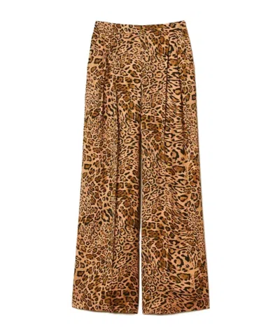 TWINSET PLEATED LEOPARD-PRINT TROUSERS