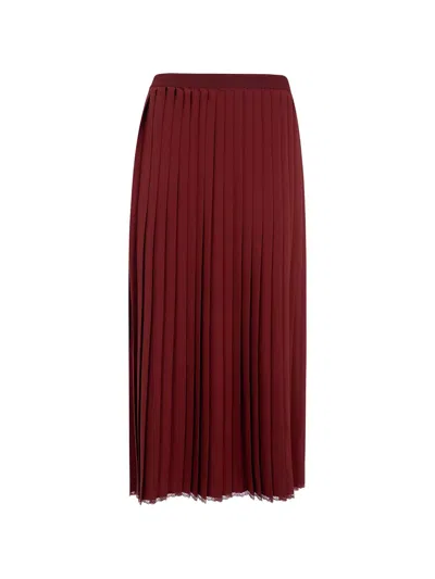 Twinset Pleated Logo-waistband Midi Skirt In Red
