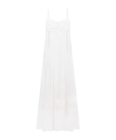 Twinset Pleated Maxi Dress In White
