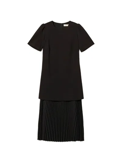 Twinset Pleated Midi Dress In Black