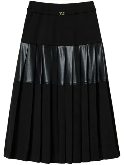 Twinset Pleated Midi Skirt In Black